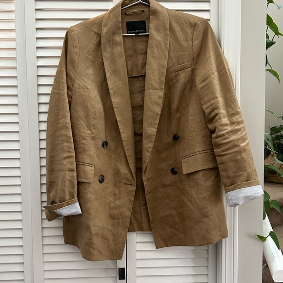✨SOLD ✨ Banana Republic Linen double breasted Blazer size 8. - Picture 1 of 3